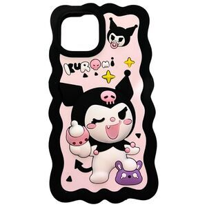 iPhone 14 Kuromi case pink silicon black hello kitty Sanrio bunny wave